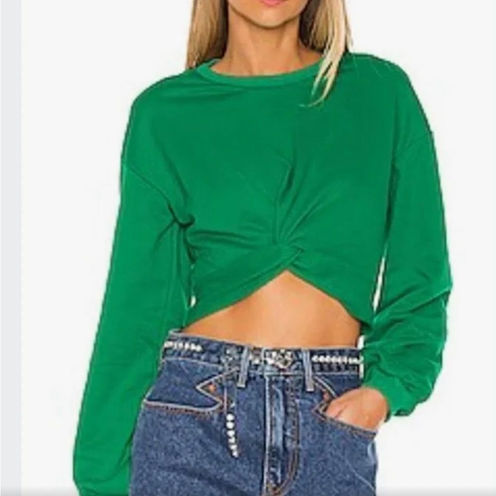 Lovers + Friends Green Twist-Front Sweatshirt